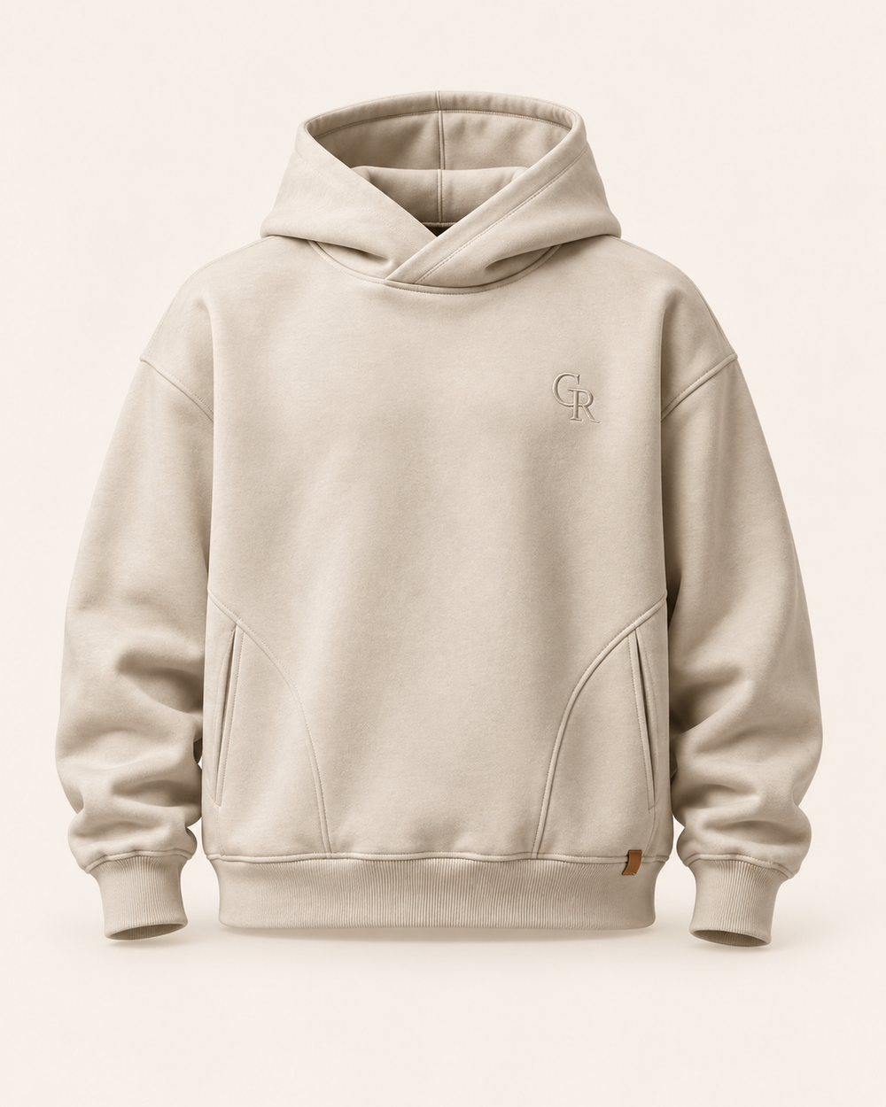 Relief Hoodie in Limestone — individual front design preview