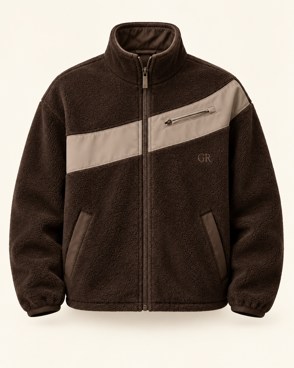 Strata Fleece in Espresso / Mushroom — individual front design preview