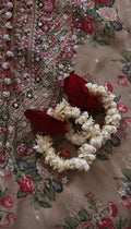 Red and white floral gajra