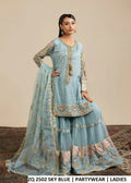 Sky blue embroidered partywear set